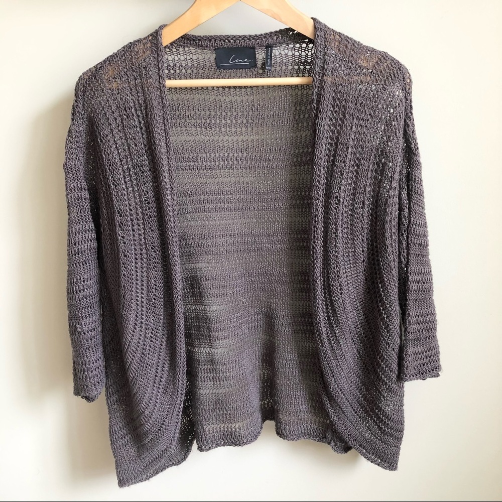 LINE THE LABEL Linen-Blend Open Front Cardigan
